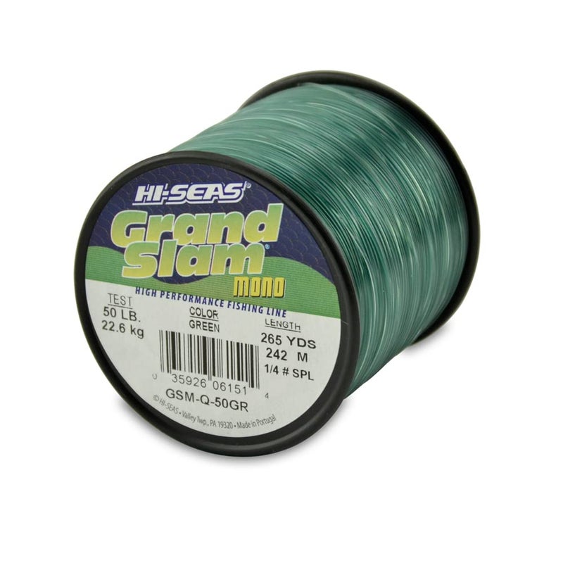 Hi-Seas Grand Slam Monofilament Line, 50 lb / 22.6 kg Test, .028 in / 0.70 mm Dia, Green, 265 yd / 242 m - Image 1